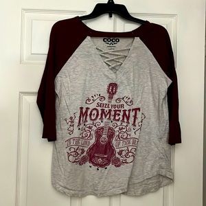 JUNIORS NEVER WORN COCO MOVIE 3/4 LENGTH TEE : SIZE LARGE
